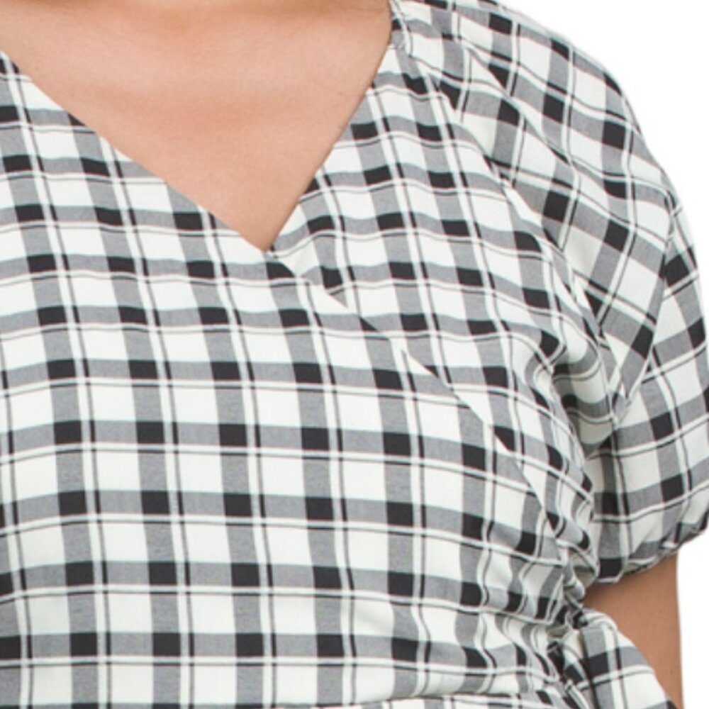 GILLI Plus Plaid Faux Wrap Dress - Picture 3 of 6
